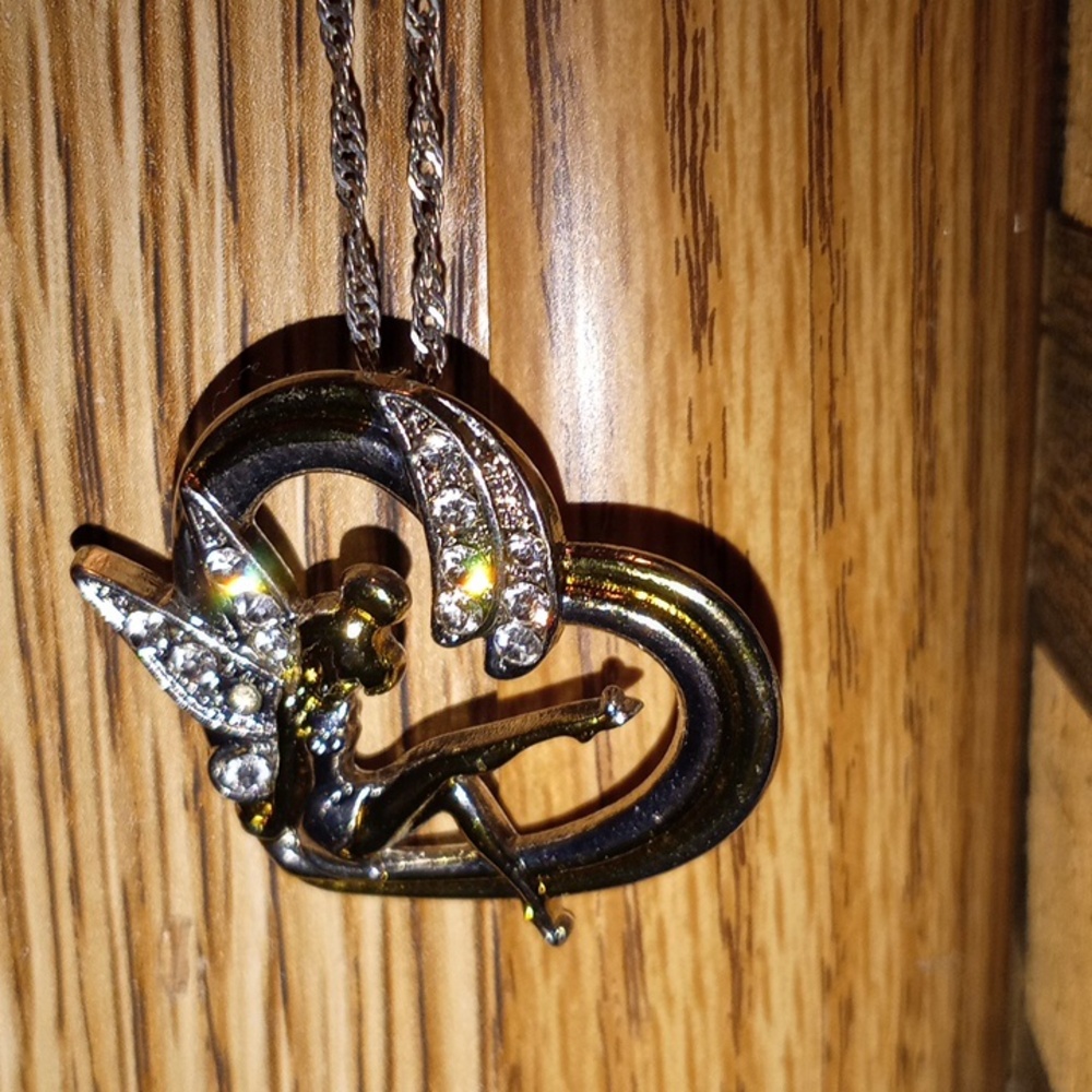 Elegant Gold and Silver Heart Fairy Necklace